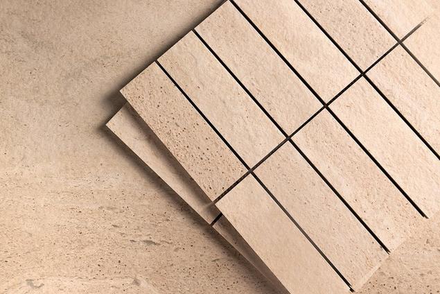 Close-up of Napoli Sand Porcelain Tile.